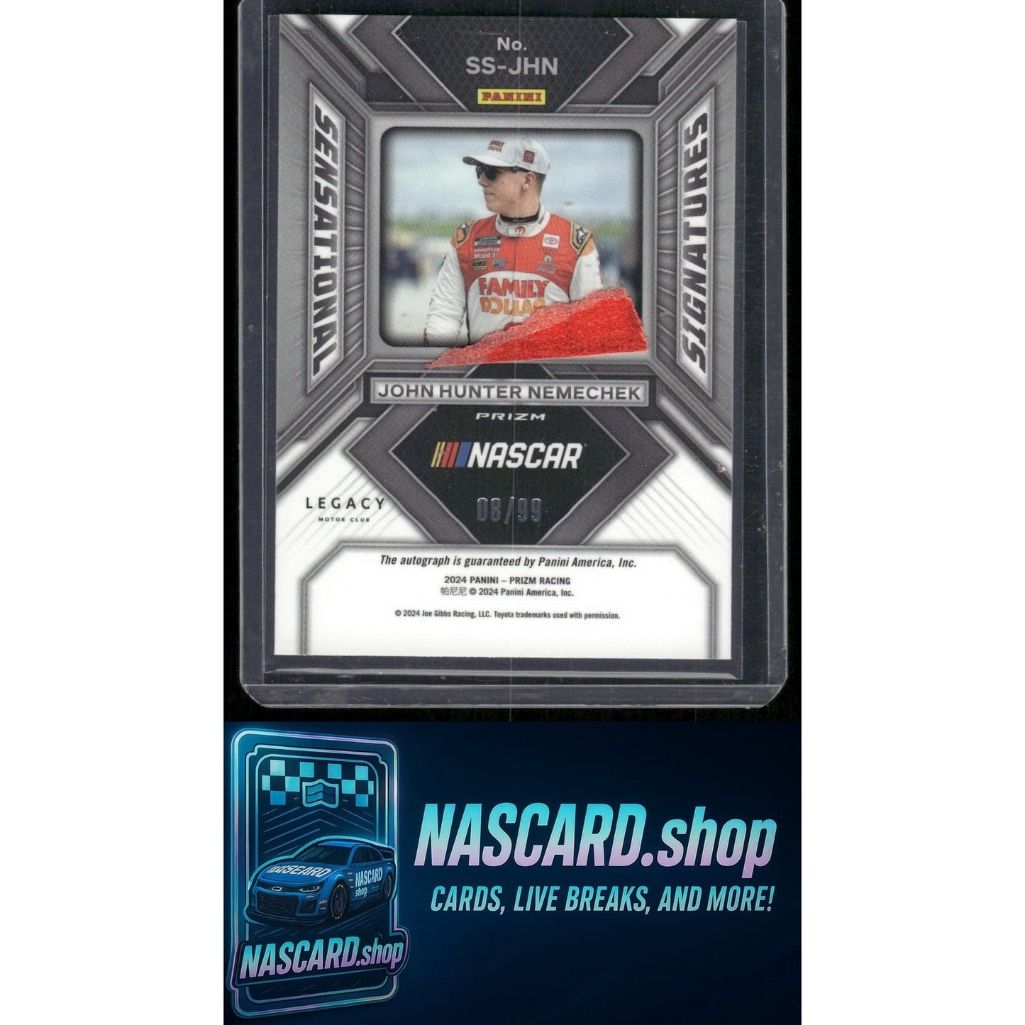 2024 Panini Prizm #SS-JHN John Hunter Nemechek Sensational Signatures Red #/99
