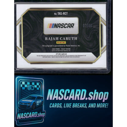2024 Panini Select Rajah Caruth Trackside Action Signatures Blue Prizms #/99 - NASCARD.shop