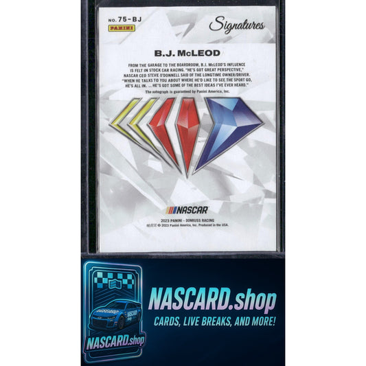 2023 Panini Prizm #75-BJ B.J. McLeod NASCAR 75th Anniversary Signatures
