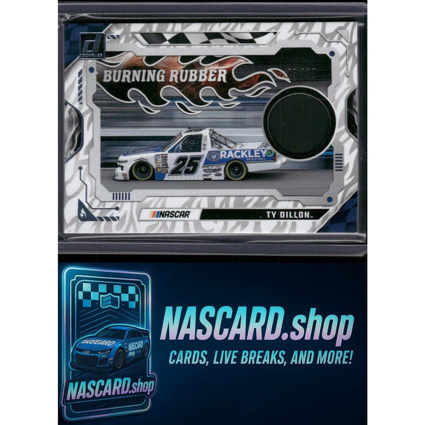 2025 Donruss #BRM-TYD Ty Dillon Burning Rubber Materials Blue #/49 - NASCARD.shop