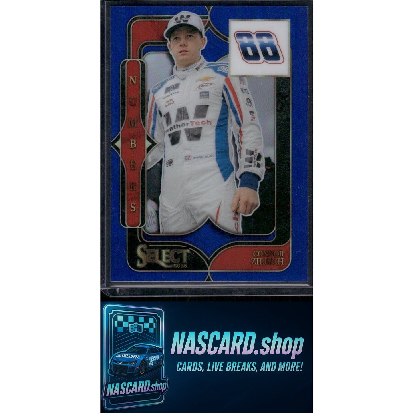 2025 Panini Select #22 Connor Zilisch Select Numbers Blue Prizms #/49