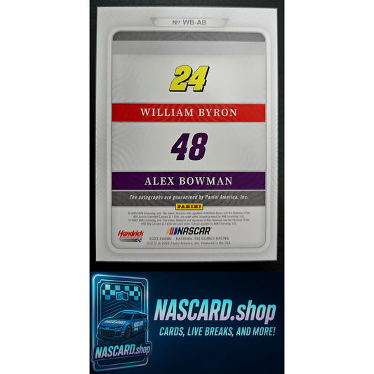 2022 National Treasures William Byron Alex Bowman Dual Auto Platinum Blue 1/1 - NASCARD.shop