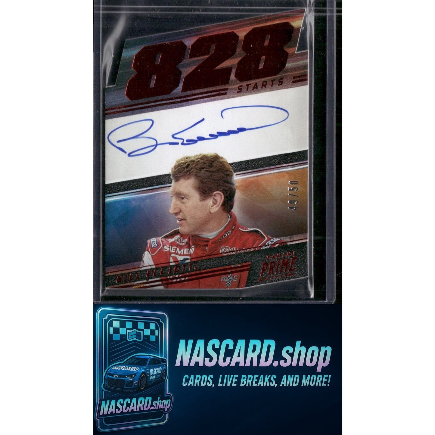 2023 Panini Prime #PNS-BEL Bill Elliott Die Cut Prime Number Signatures Red #/50