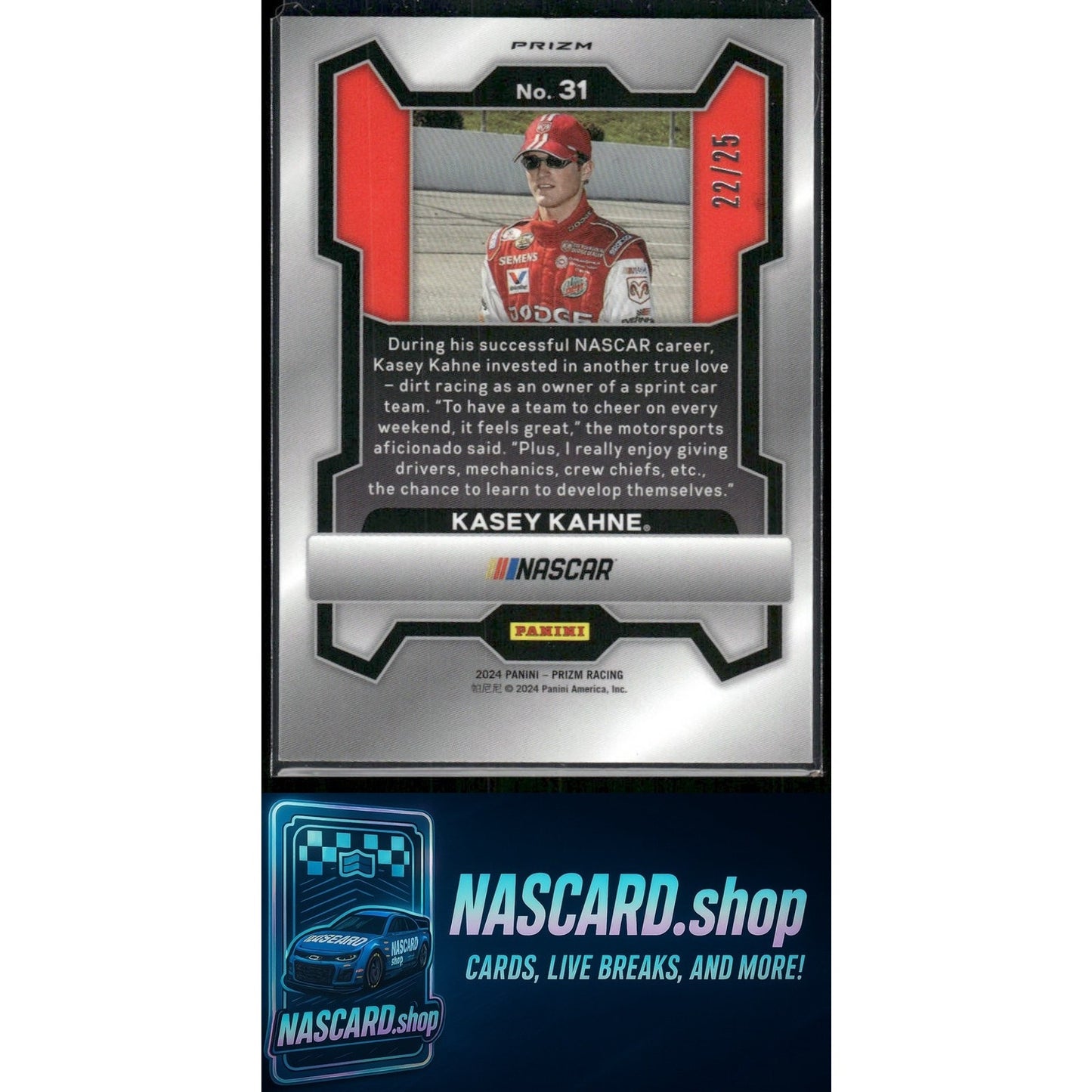 2024 Panini Prizm #31 Kasey Kahne Mojo #/25