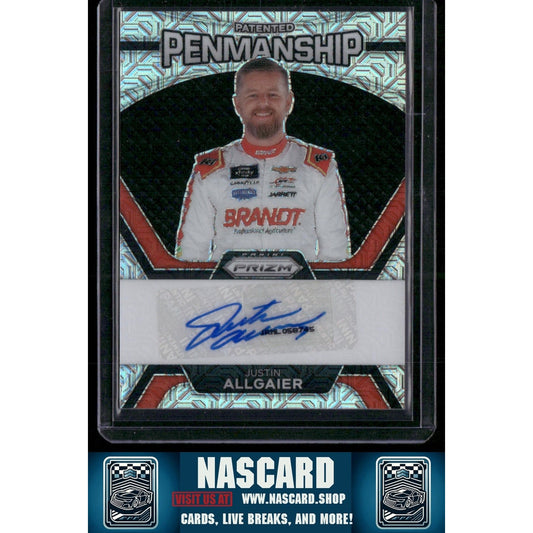 2024 Panini Prizm #PPA-JAL Justin Allgaier Patented Penmanship Autographs Mojo