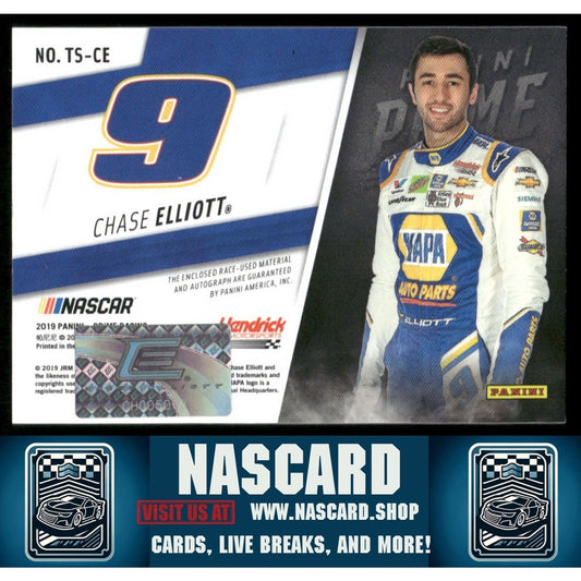 2019 Panini Prime #TS-CE Chase Elliott Timeline Signatures Name #/9