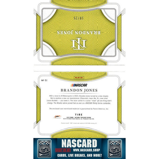 2023 Panini National Treasures #BJ Brandon Jones Jumbo Tire Booklet Duals #/25