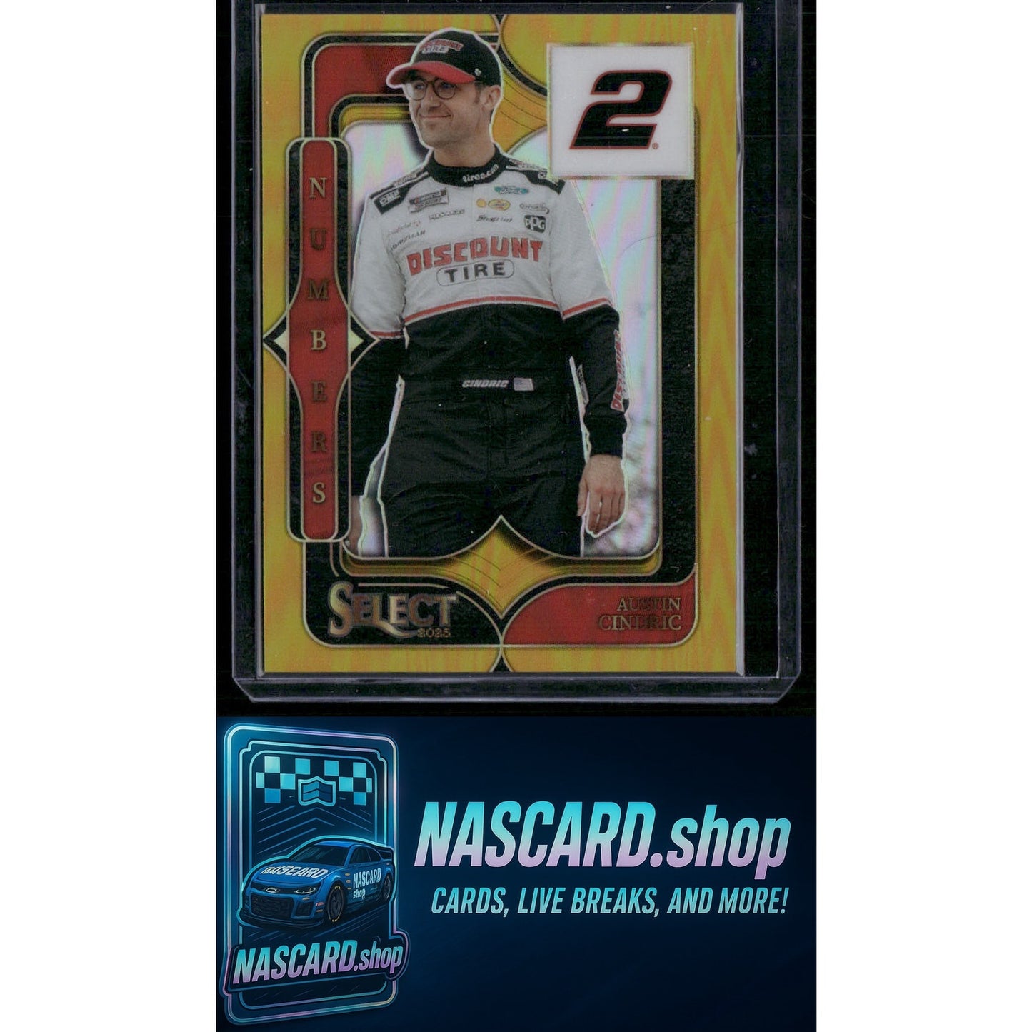 2025 Panini Select #11 Austin Cindric Select Numbers Gold Flash Prizms #/10 - NASCARD.shop