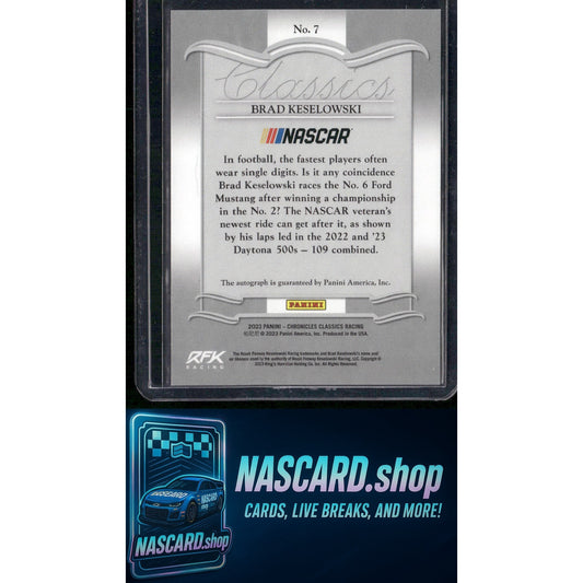 2023 Panini Chronicles #7 Brad Keselowski Classics Autographs