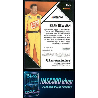 2020 Panini Chronicles #5 Ryan Newman Chronicles Autographs Purple #/25
