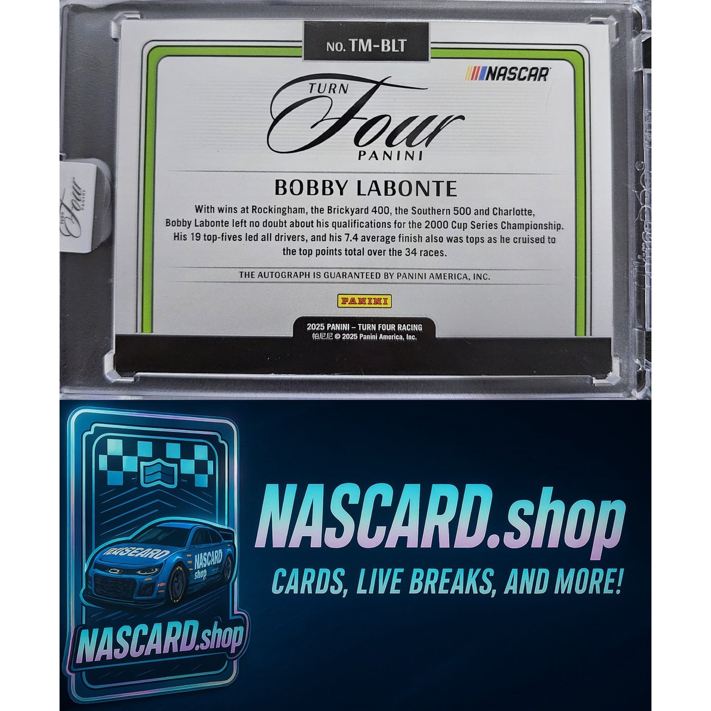 2025 Panini Turn Four #TM-BLT Bobby Labonte Timeless Moments Holo Silver #/75