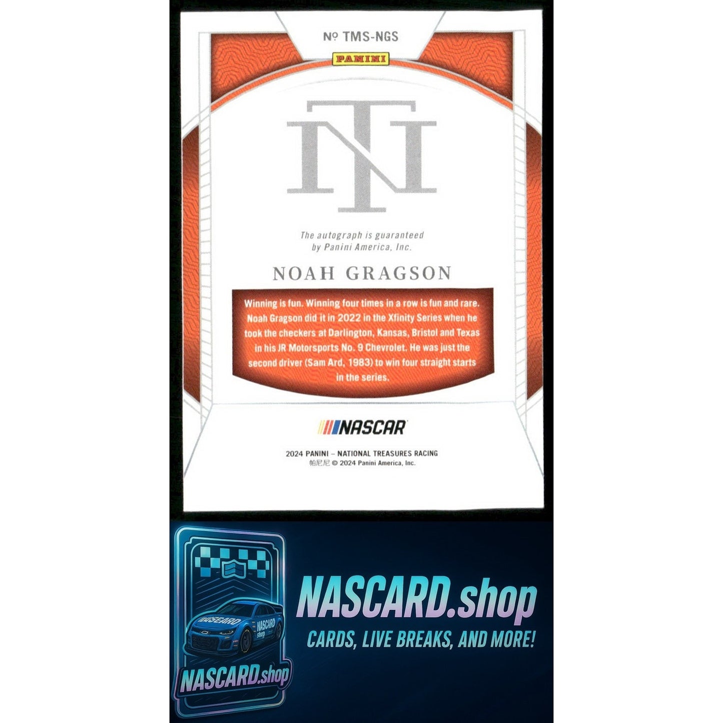 2024 Panini National Treasures #TMS-NGS Noah Gragson Treasured Moments #/49