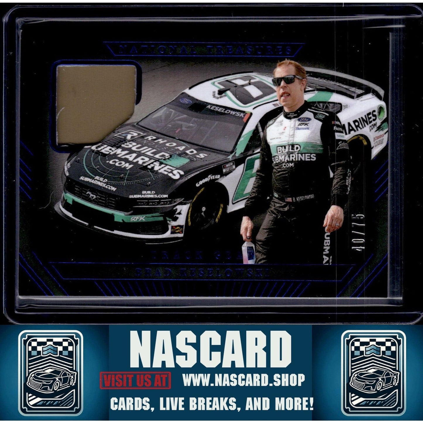 2024 Panini National Treasures #TG-BKW Brad Keselowski Track Gear Blue #/75