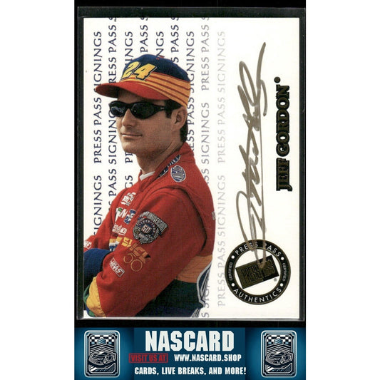 1999 Press Pass Signings Authentic Autograph Jeff Gordon /100 On Card Auto