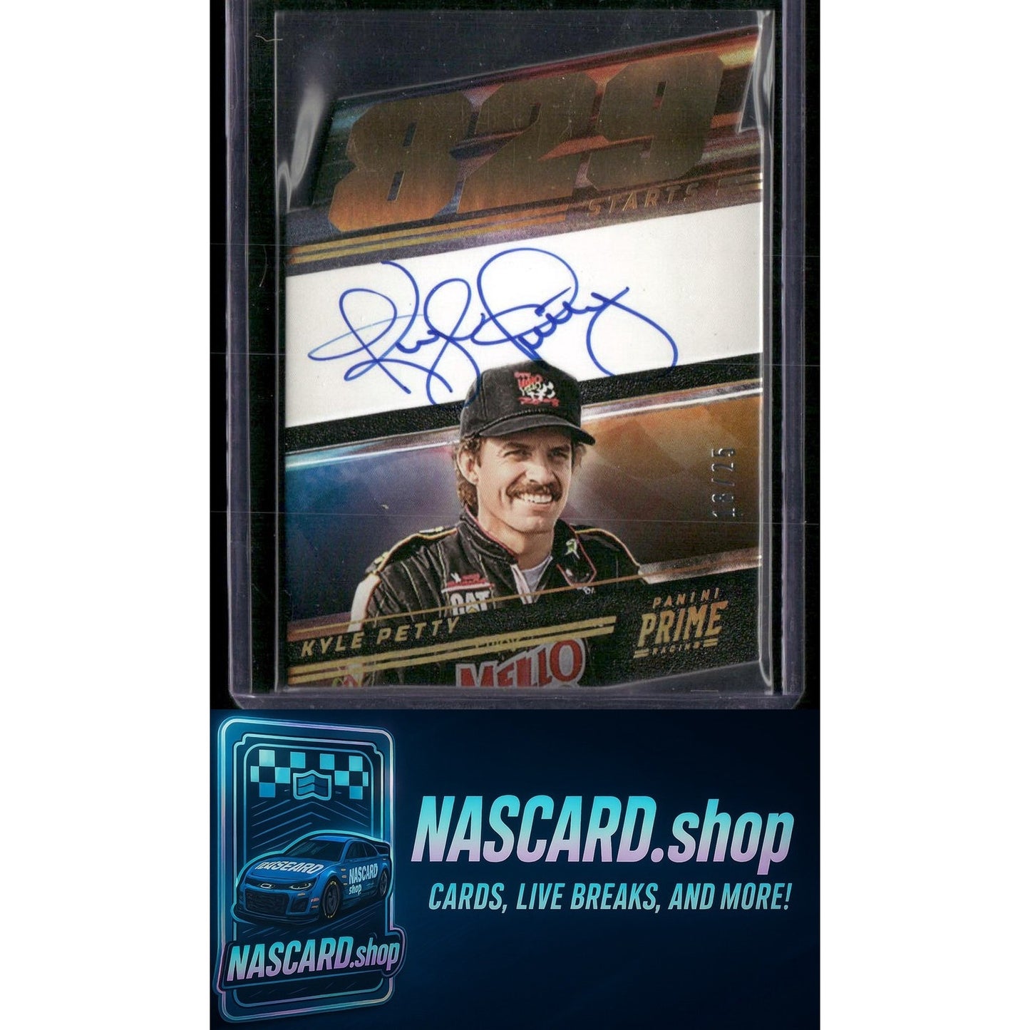 2023 Panini Prime Kyle Petty Die Cut Prime Number Signatures Red Holo Gold #/25 - NASCARD.shop