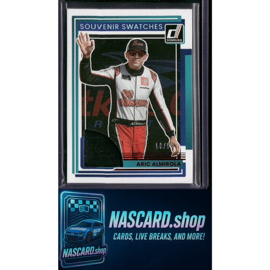 2025 Donruss #SV-AAL Aric Almirola Souvenir Swatches Red #/99