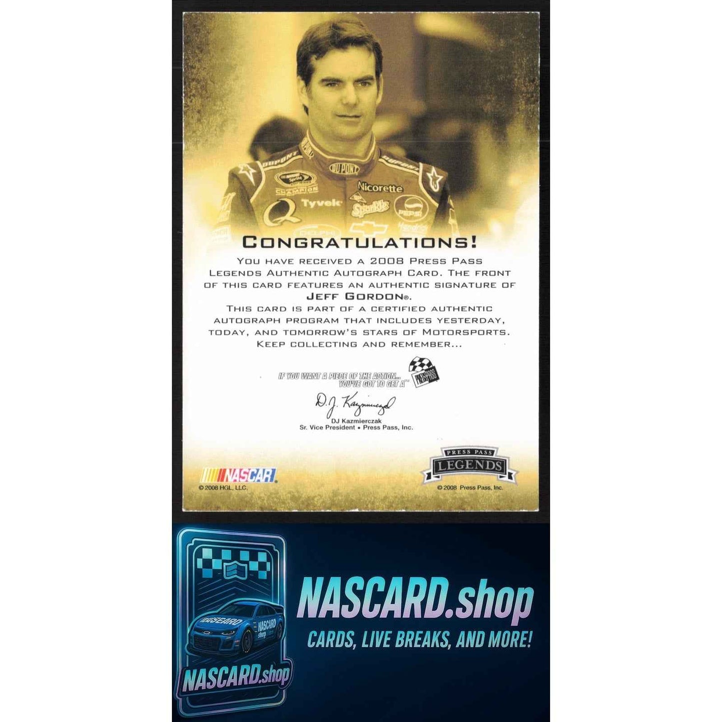 2008 Press Pass Legends Jeff Gordon #24 Autographs Black Inscriptions #10/10