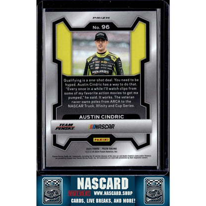 2024 Panini Prizm #96 Austin Cindric White Sparkle - NASCARD.shop