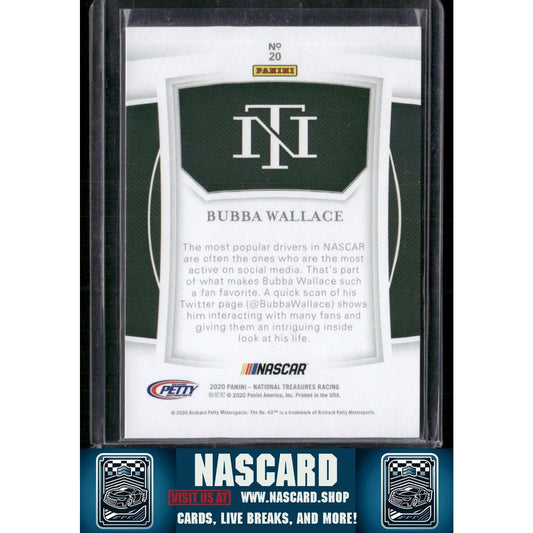 2020 Panini National Treasures #20 Bubba Wallace Holo Gold #/10