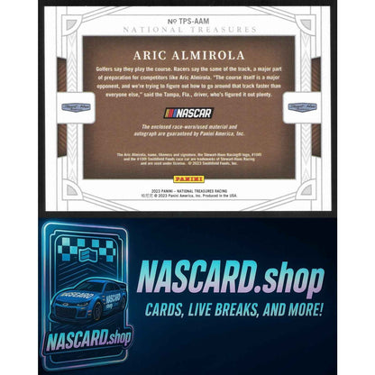 2023 National Treasures Aric Almirola Track Pass Material Signatures Silver #/49