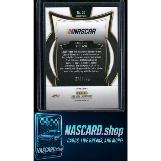 2025 Panini Select Grandstand #20 Connor Zilisch Red Prizms #/125
