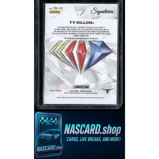 2023 Panini Prizm #75-TY Ty Dillon NASCAR 75th Anniversary Signatures