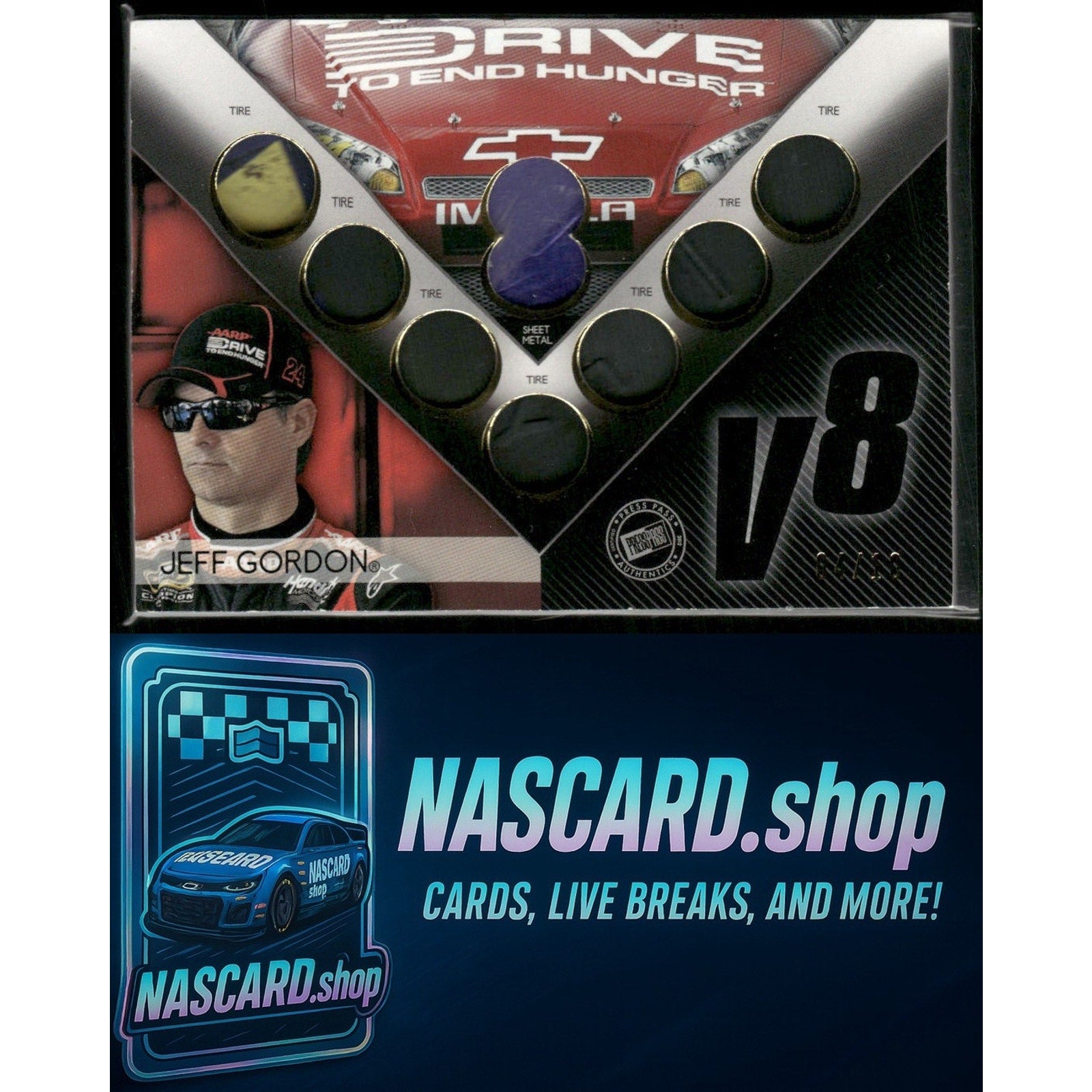 2013 Press Pass Redline #V8-JG Jeff Gordon V8 Relics Gold #/10 - NASCARD.shop