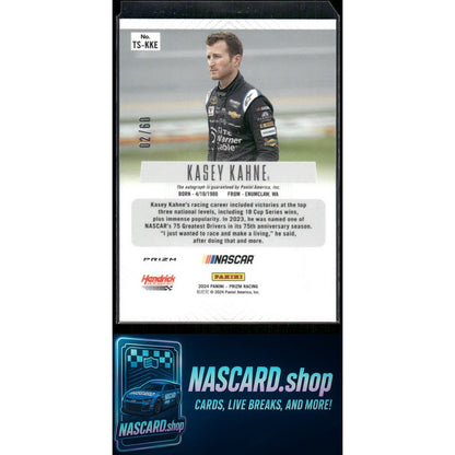 2024 Panini Prizm #TS-KKE Kasey Kahne Throwback Signatures Red #/60