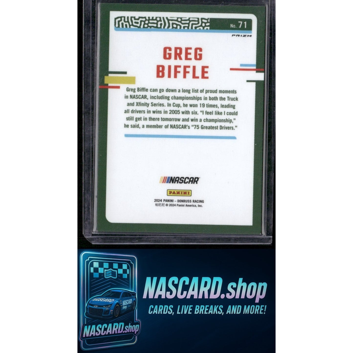 2024 Donruss #71 Greg Biffle Optic Black Pandora - NASCARD.shop