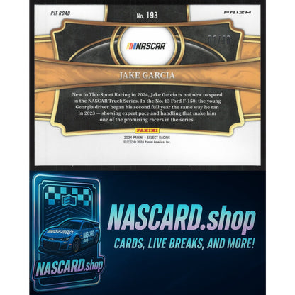 2024 Panini Select #193 Jake Garcia Gold Prizms #01/10 RC
