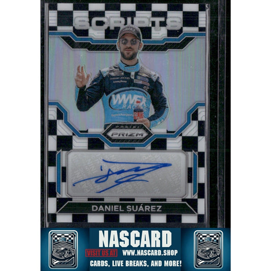 2023 Panini Prizm #S-DSZ Daniel Suarez Scripts Checkered Flag Prizm #/50