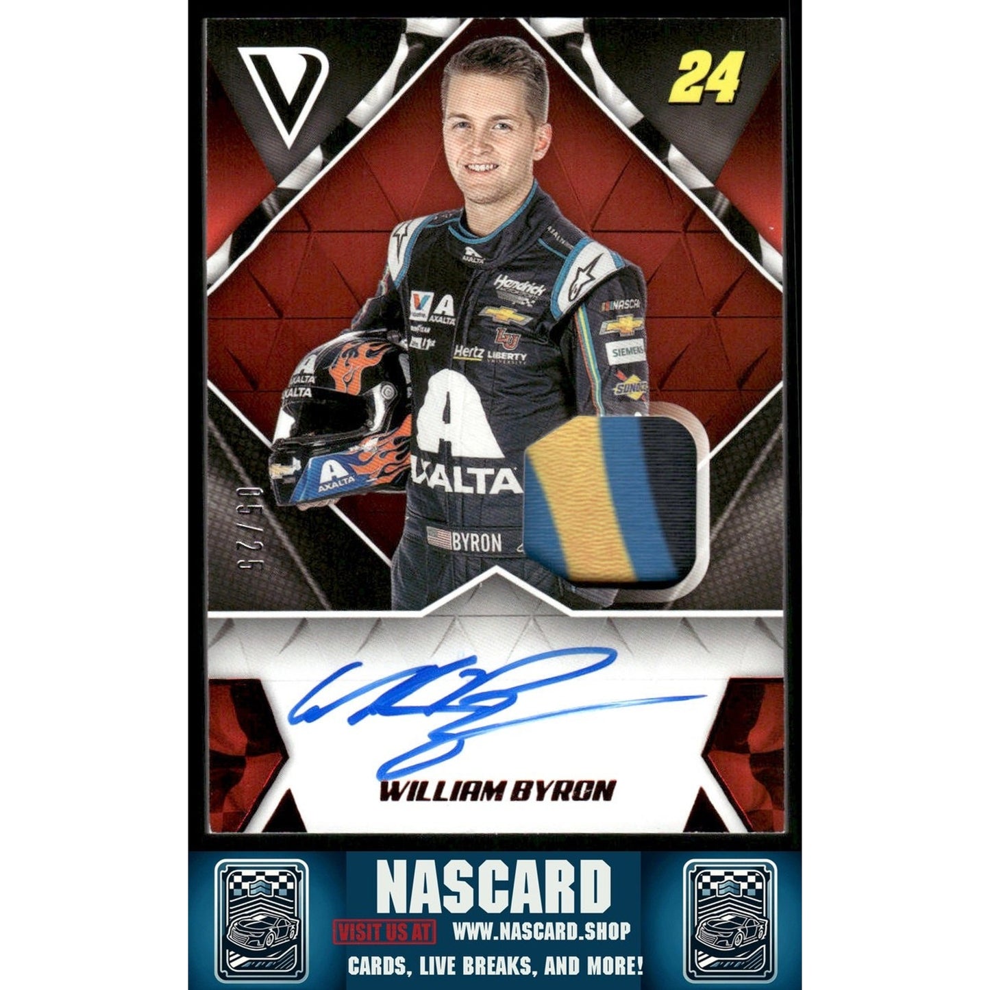 2019 Panini Victory Lane #SS-WB William Byron Signature Swatches Red #/25 - NASCARD.shop
