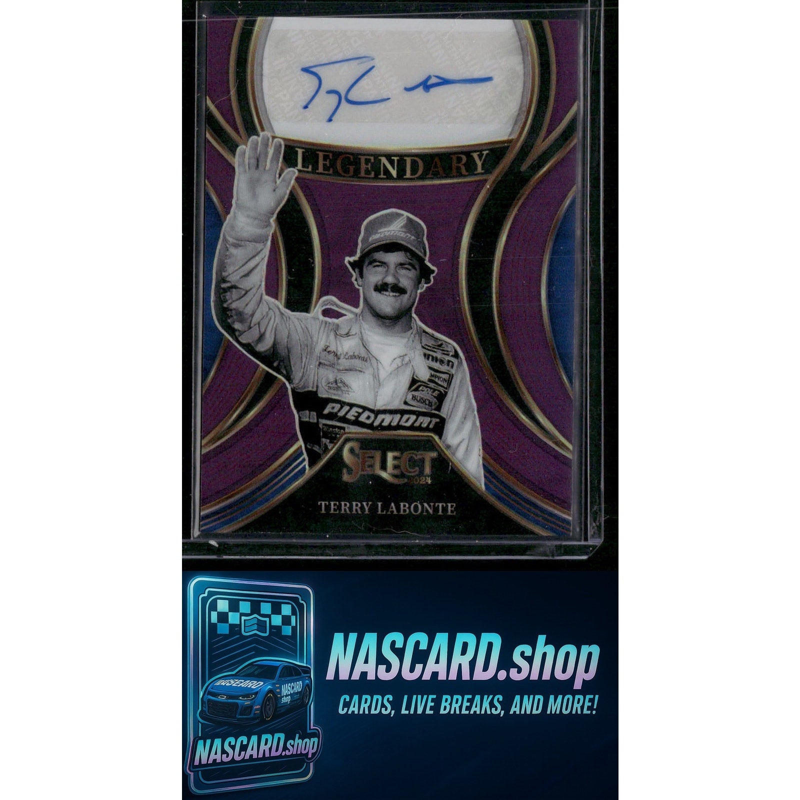 2024 Panini Select #LS-TLT Terry Labonte Legendary Signatures Purple Prizms #/35 - NASCARD.shop