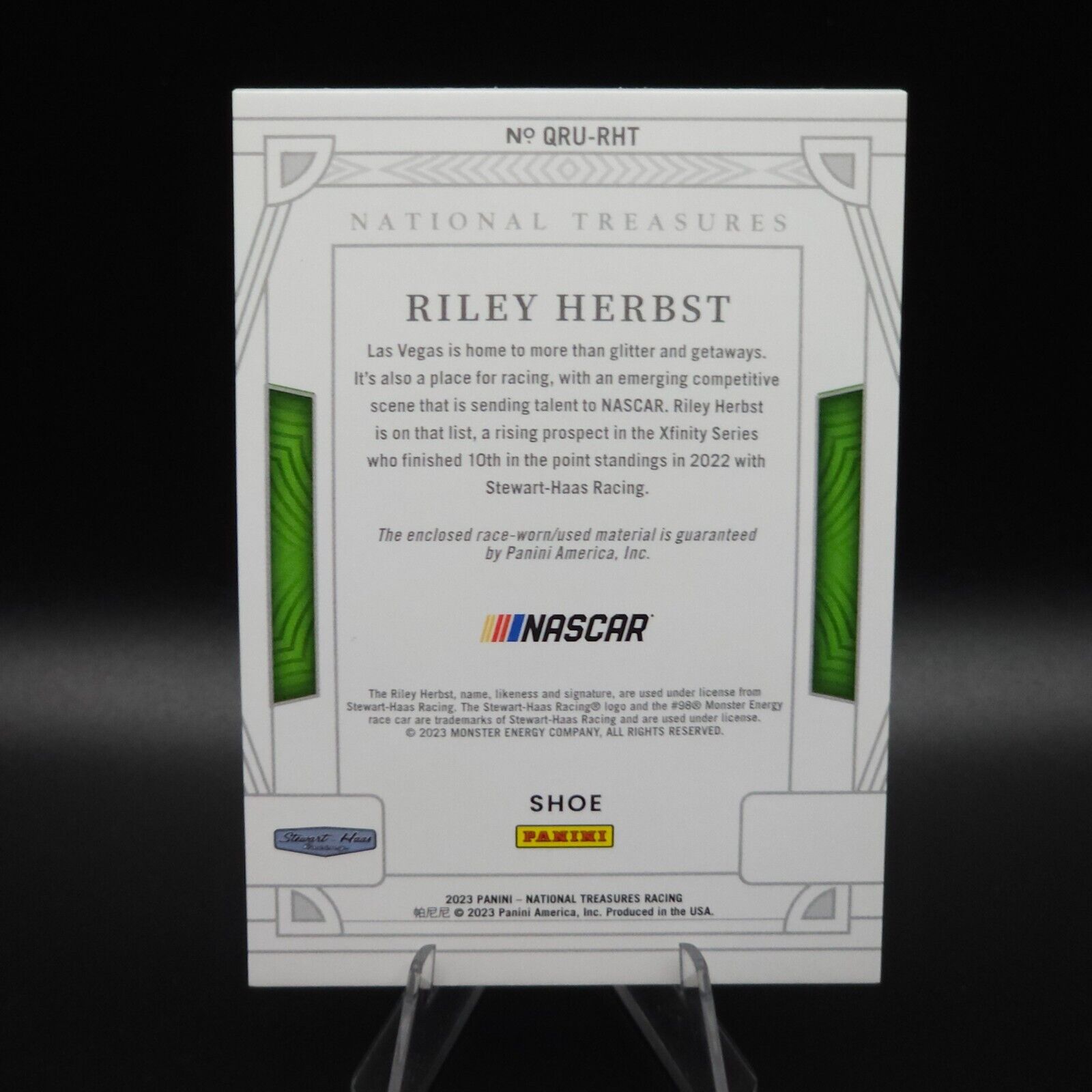 2023 Panini National Treasures Quad Race Used Shoe Riley Herbst /14 - NASCARD.shop
