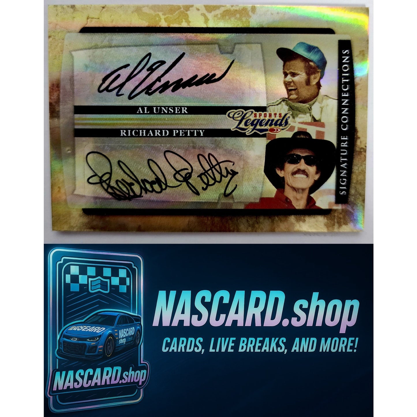 2008 Donruss Al Unser Richard Petty Sports Legends Signature Connections #/100