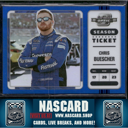 2023 Panini Chronicles #4 Chris Buescher Contenders Optic Blue - NASCARD.shop