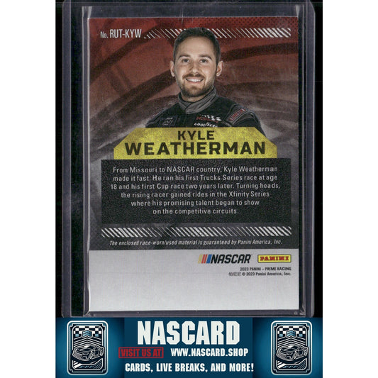2023 Panini Prime #RUT-KYW Kyle Weatherman Race Used Trios Firesuits #99/99
