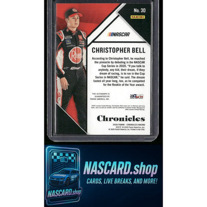2020 Panini Chronicles #30 Christopher Bell Chronicles Autographs #/50 RC