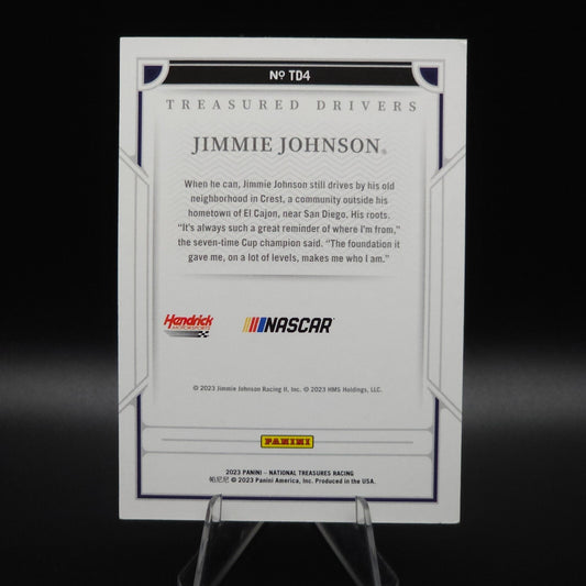 2023 Panini National Treasures - Treasured Drivers Gold Jimmie Johnson #TD4 /10 - NASCARD.shop