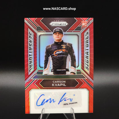 2024 Panini Prizm Sensational Signatures Red Prizm Carson Kvapil RC /99 - NASCARD.shop
