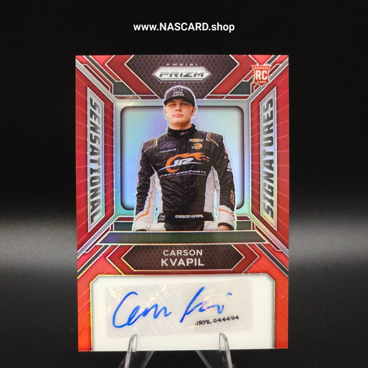 2024 Panini Prizm Sensational Signatures Red Prizm Carson Kvapil RC /99 - NASCARD.shop