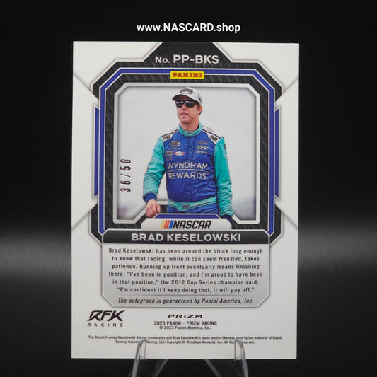 2023 Panini Prizm Patented Penmanship Checkered Flag Brad Keselowski /50