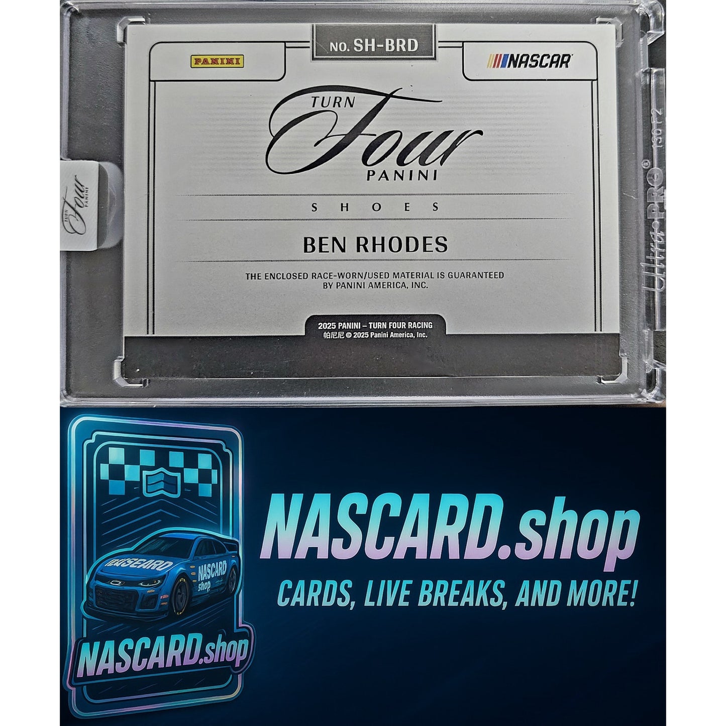 2025 Panini Turn Four Racing #SH-BRD Ben Rhodes Shoes #/99