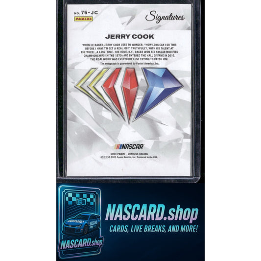 2023 Panini Prime #75-JC Jerry Cook NASCAR 75th Anniversary Signatures