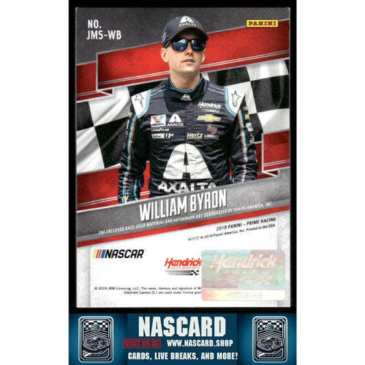 2019 Panini Prime William Byron Jumbo Material Signatures Sheet Metal #01/24