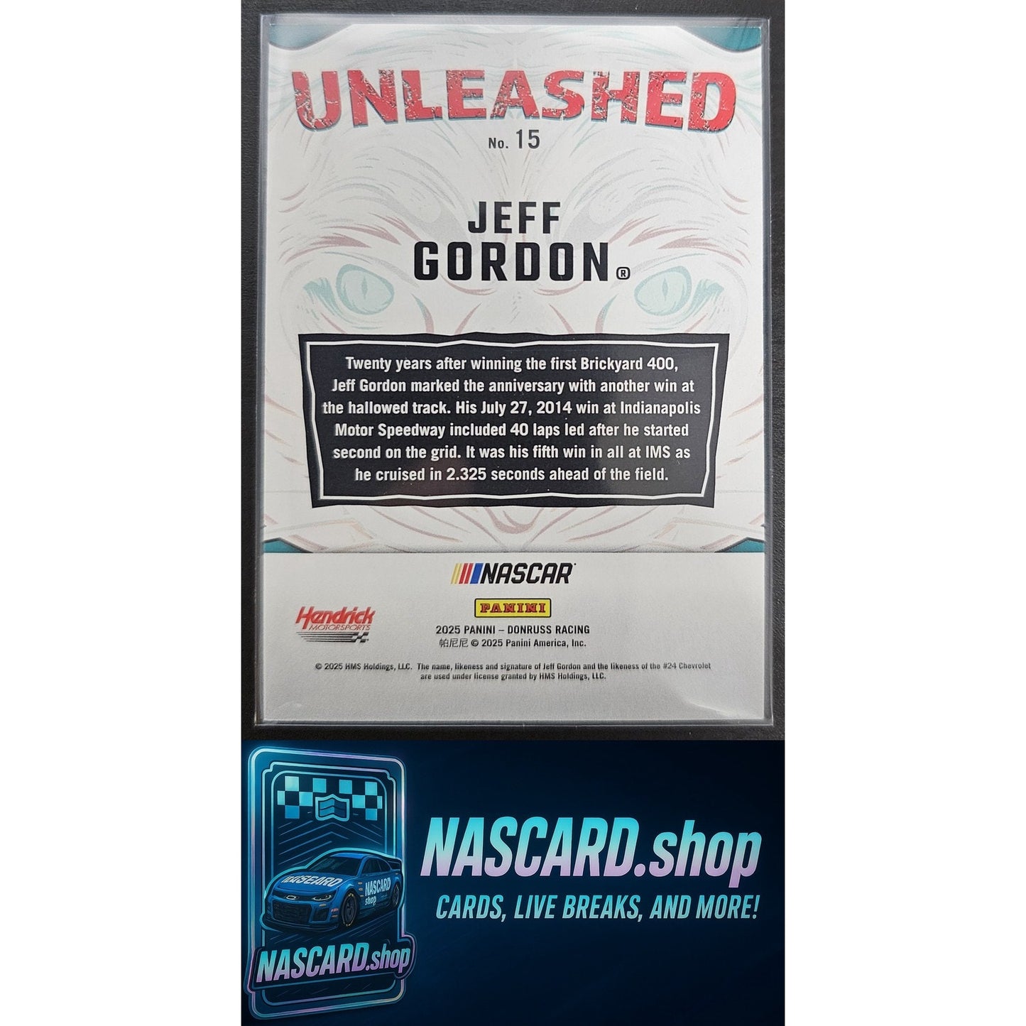 2025 Donruss #15 Jeff Gordon Unleashed Blue Xplosion #/49