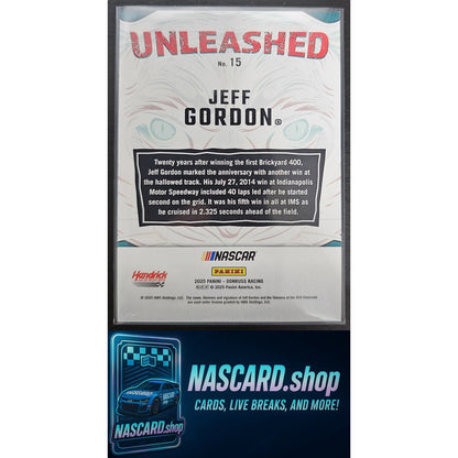 2025 Donruss #15 Jeff Gordon Unleashed Blue Xplosion #/49