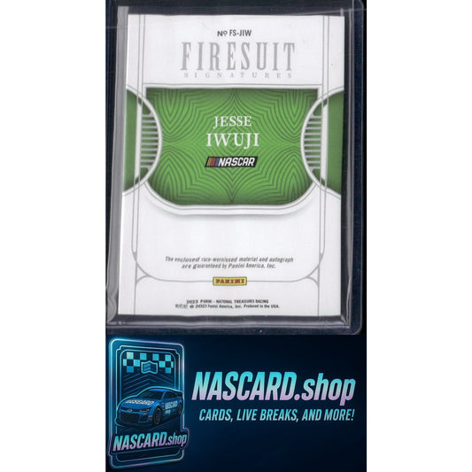 2023 Panini National Treasures #FS-JIW Jesse Iwuji Firesuit Signatures #/99 - NASCARD.shop