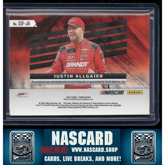 2023 Prime Souvenir Signatures Sheet Metal #SSF-JA Justin Allgaier #/25