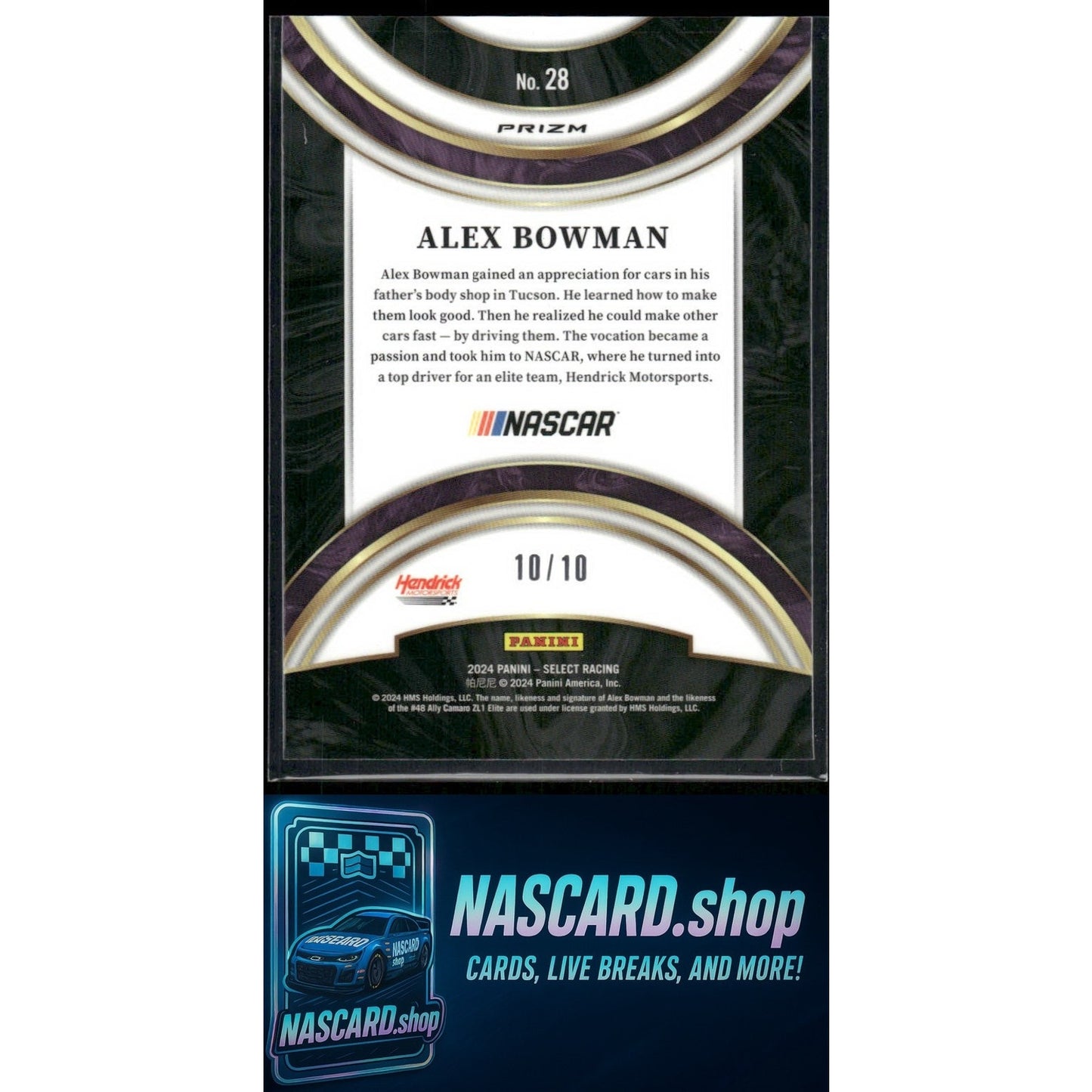 2024 Panini Select #28 Alex Bowman American Pride Gold Flash Prizms #10/10